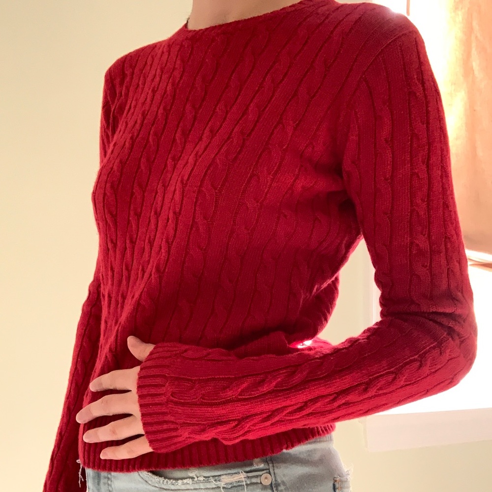 Brandy Melville Red Cable Sweater